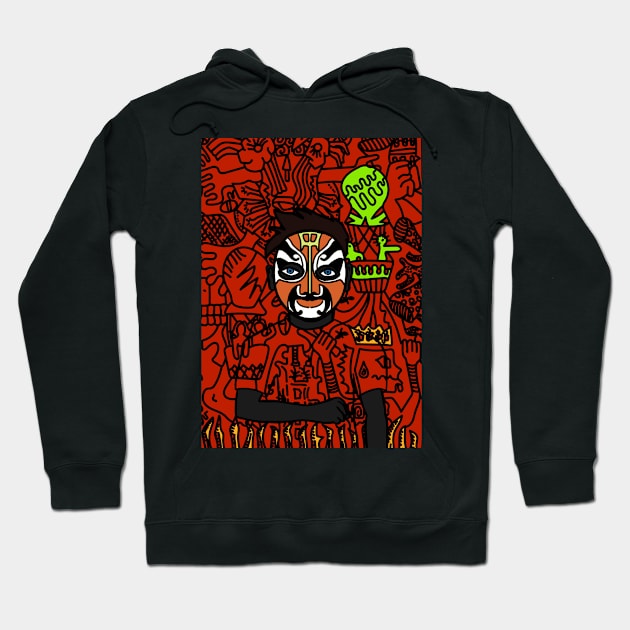 Uncover NFT Character - MaleMask Doodle with Chinese Eyes on TeePublic Hoodie by Hashed Art